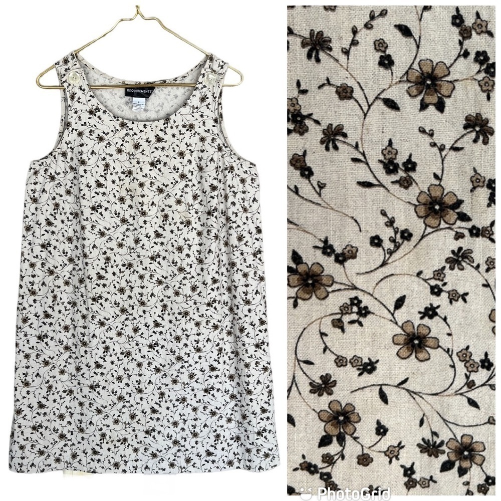 Requirements Vintage Floral Print Linen Blend Romper Dress
